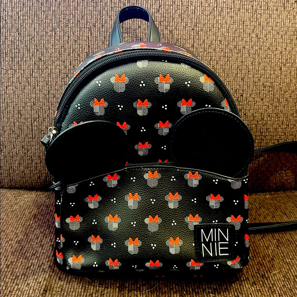 Minnie Mouse Mini Backpack by Dani Nicole–Black, Geometric Print, (EUC)